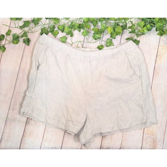 J. Crew Women's Tropez Linen Shorts Beige Neutral Beach Minimal High Rise LRG - Picture 1 of 7